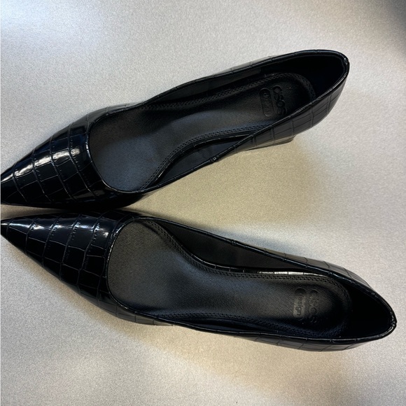 ASOS Design Saint block mid heeled shoes. Black Croc - Picture 5 of 9